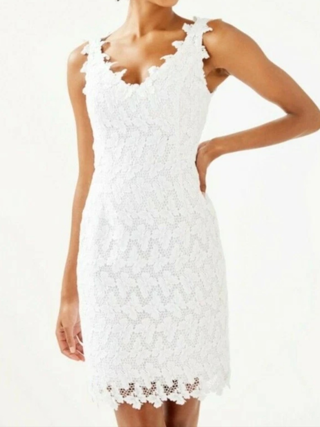 Lilly Pulitzer White Lace Sleeveless V-Neck Mini Dress